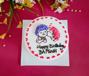 Bánh couple vẽ kem 16 