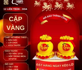Mã Đáo Thành Công 12 Liễn Tròn-Hoa Cặp Vàng