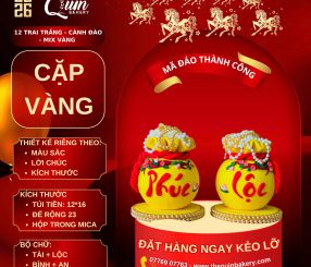 Mã Đáo Thành Công 12 Trai Trắng-Cành Đào-Mix Vàng Cặp Vàng