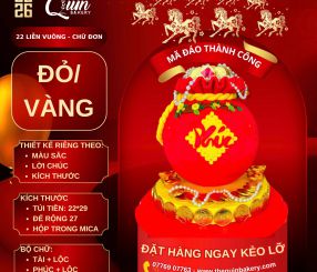 Mã Đáo Thành Công 25 Liễn Vuông-Chữ Đơn Đỏ Vàng