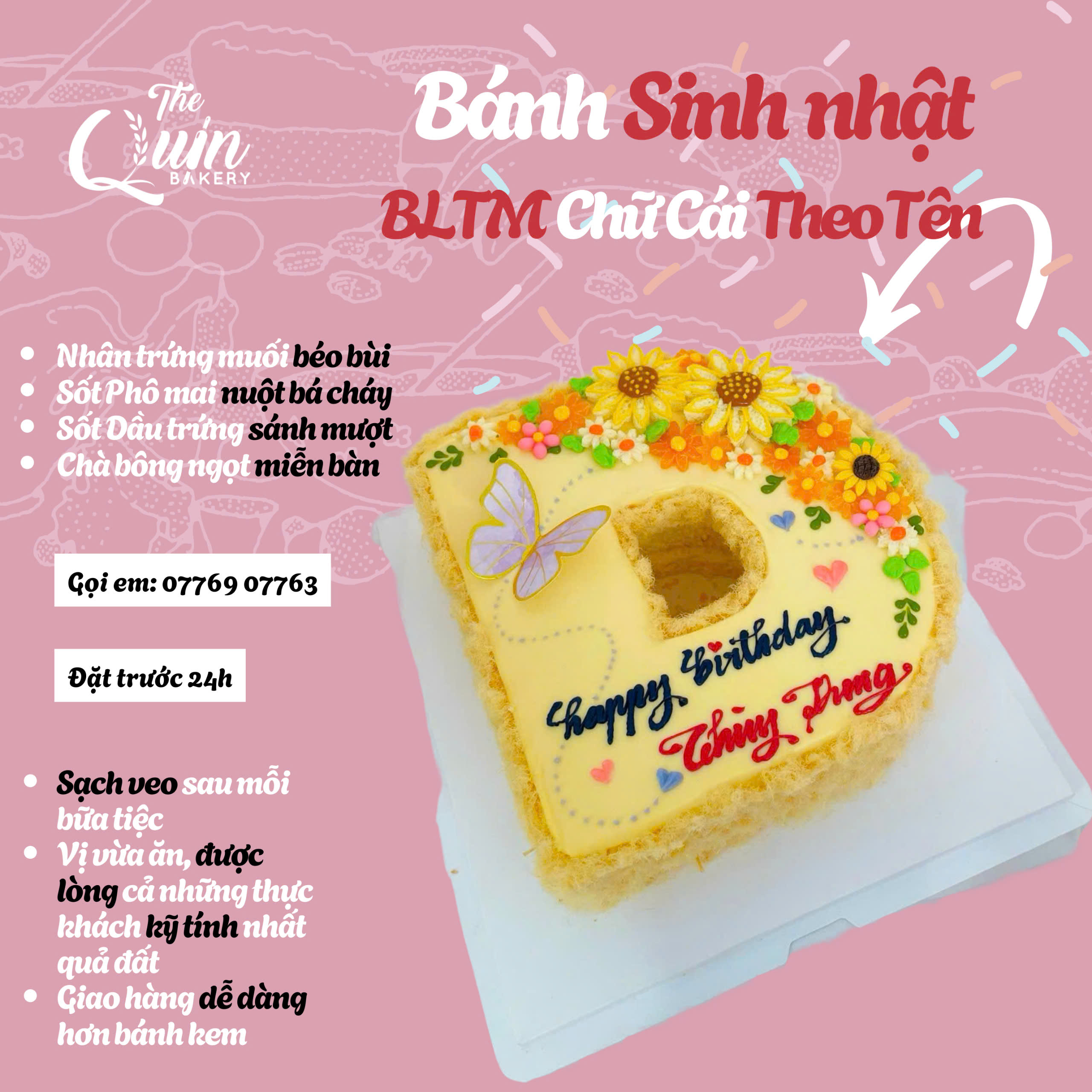 Bánh sinh nhật BLTM chữ cái theo tên