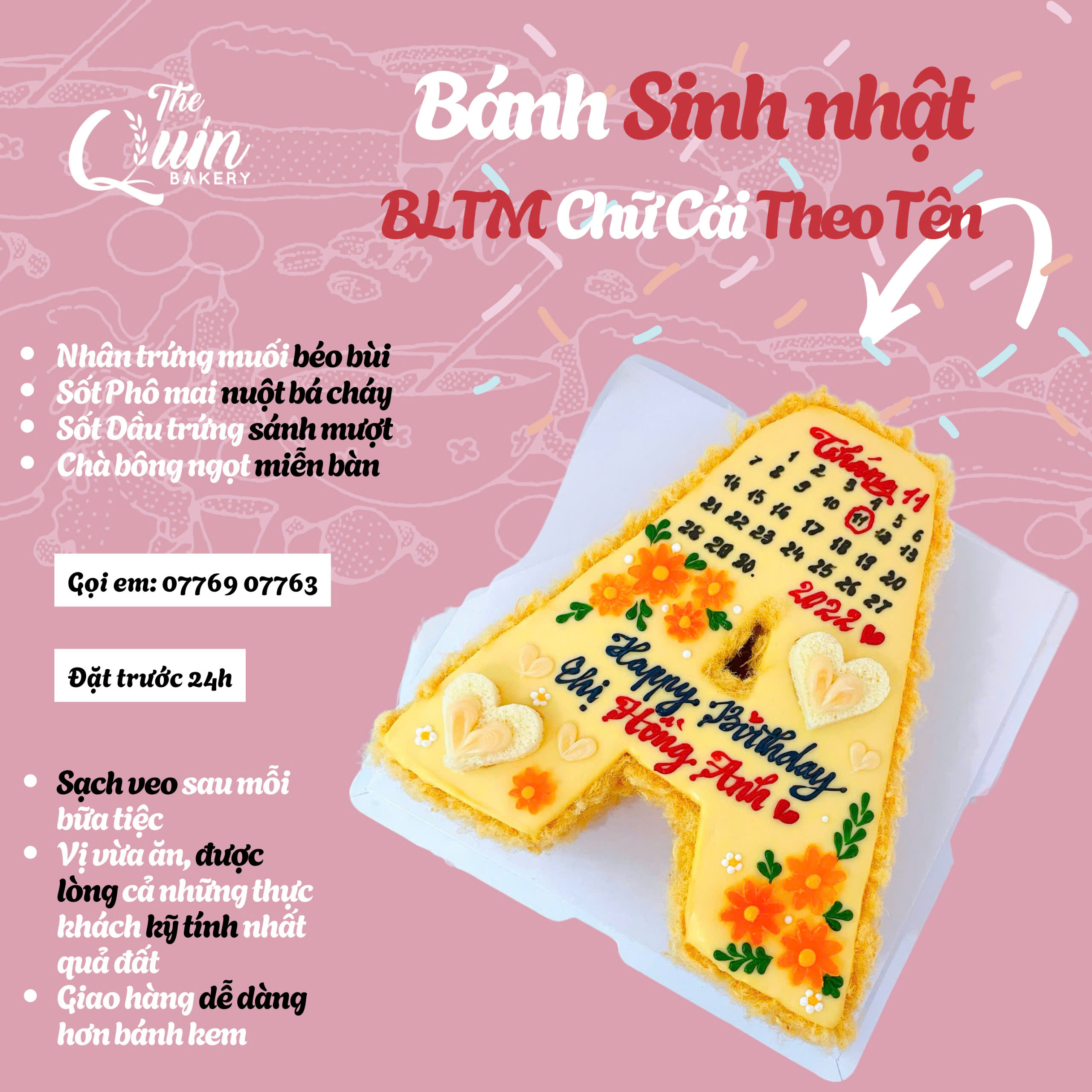 Bánh sinh nhật BLTM Chữ cái theo tên