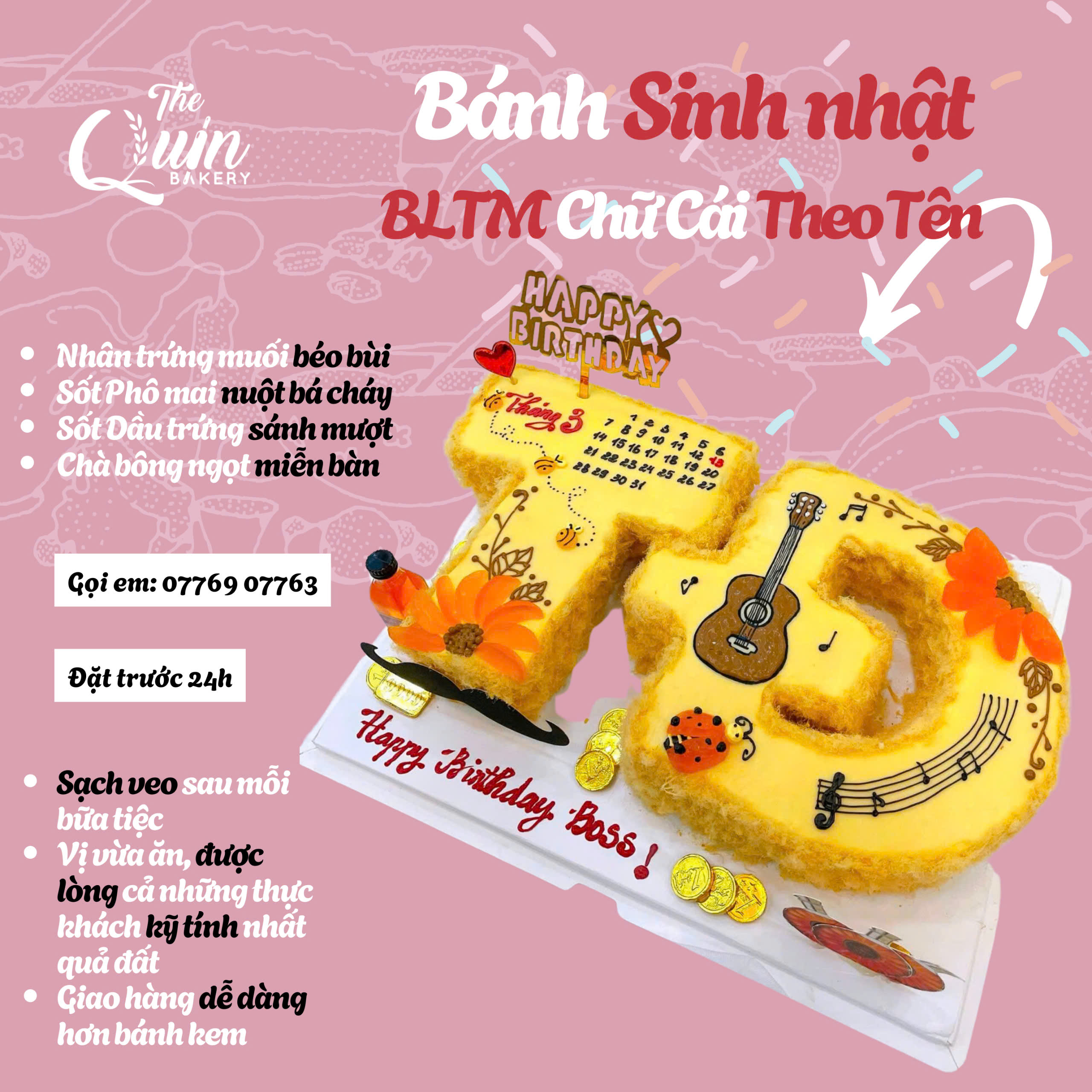 Bánh sinh nhật BLTM Chữ cái theo tên 2