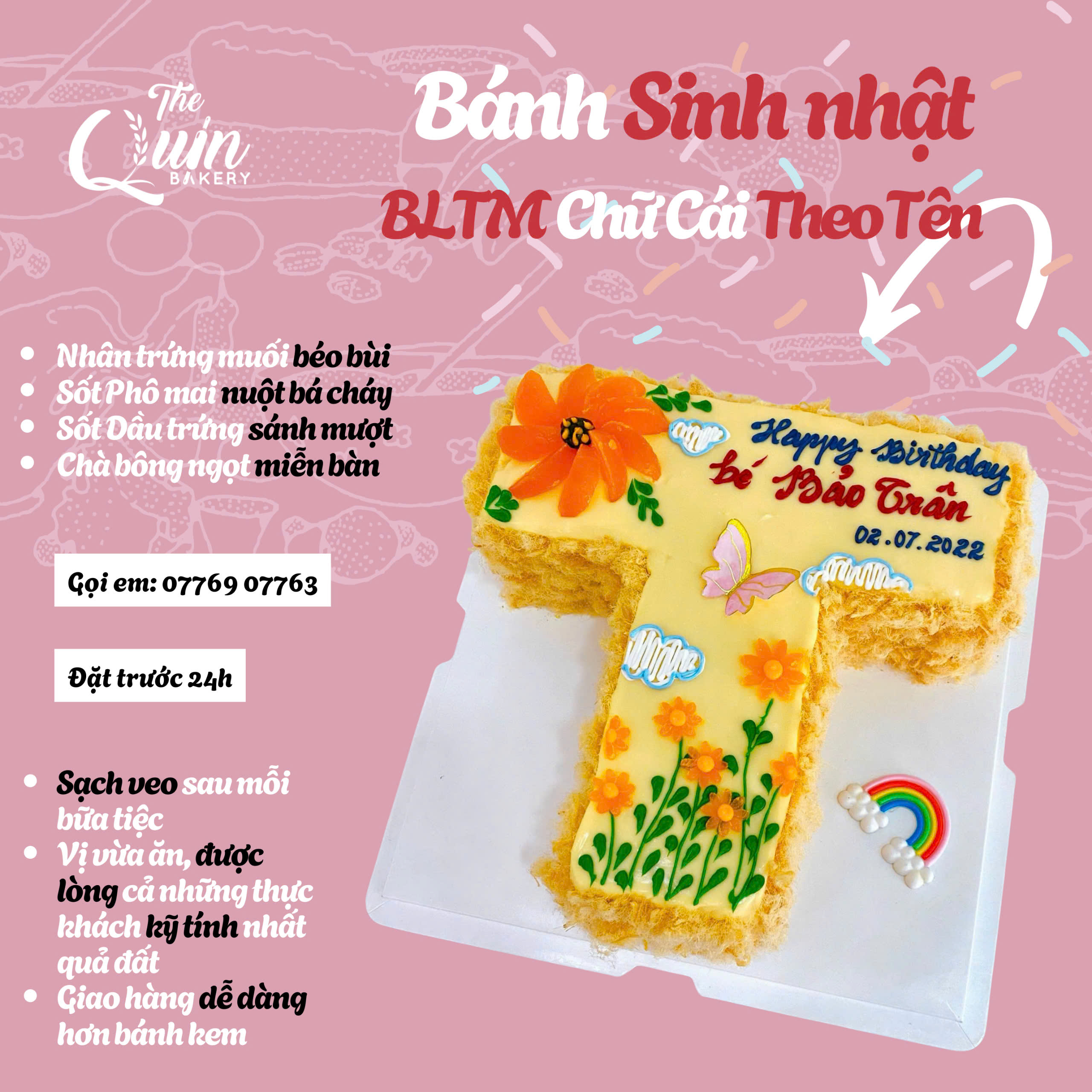 Bánh sinh nhật BLTM Chữ cái theo tên 3