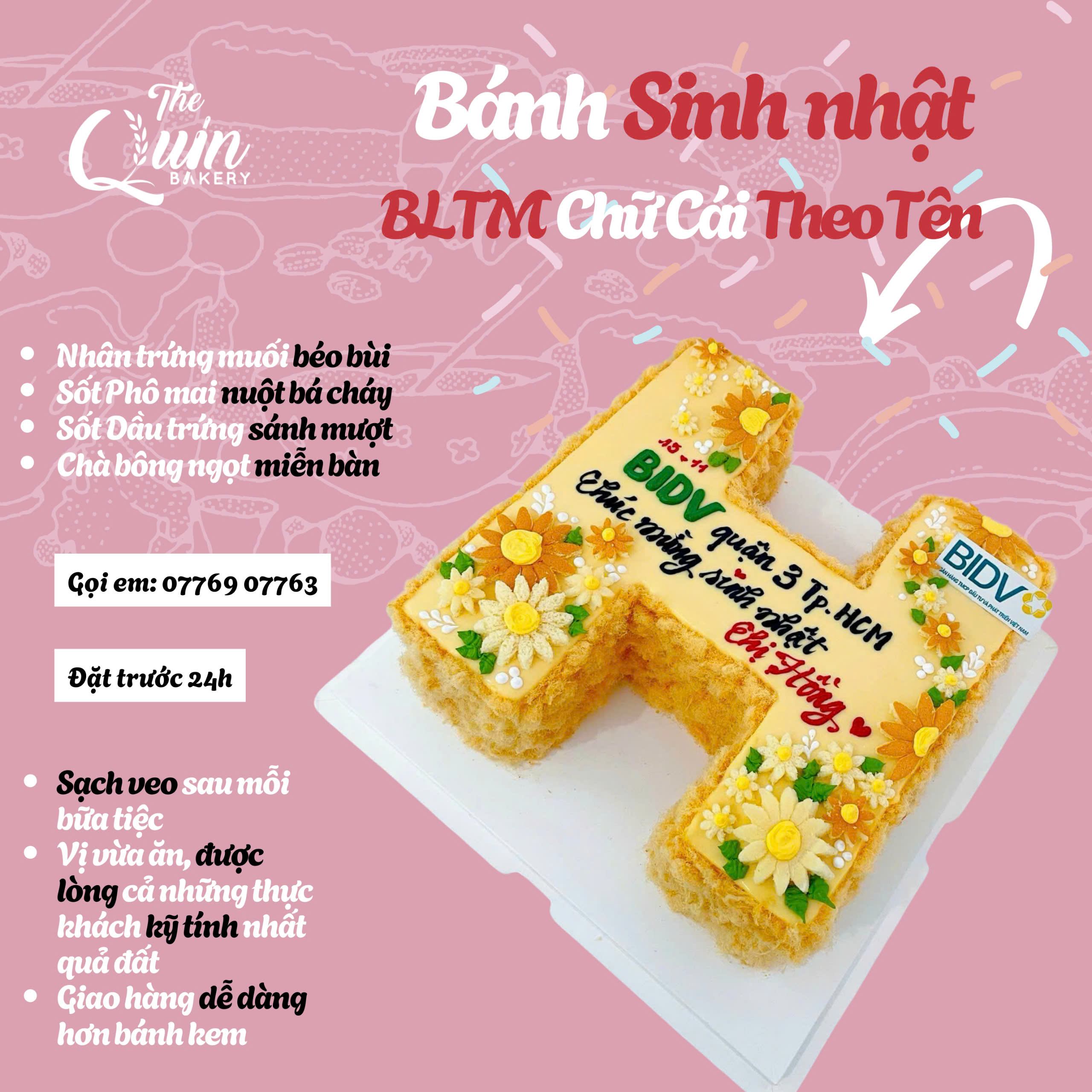 Bánh sinh nhật BLTM Chữ cái theo tên 5