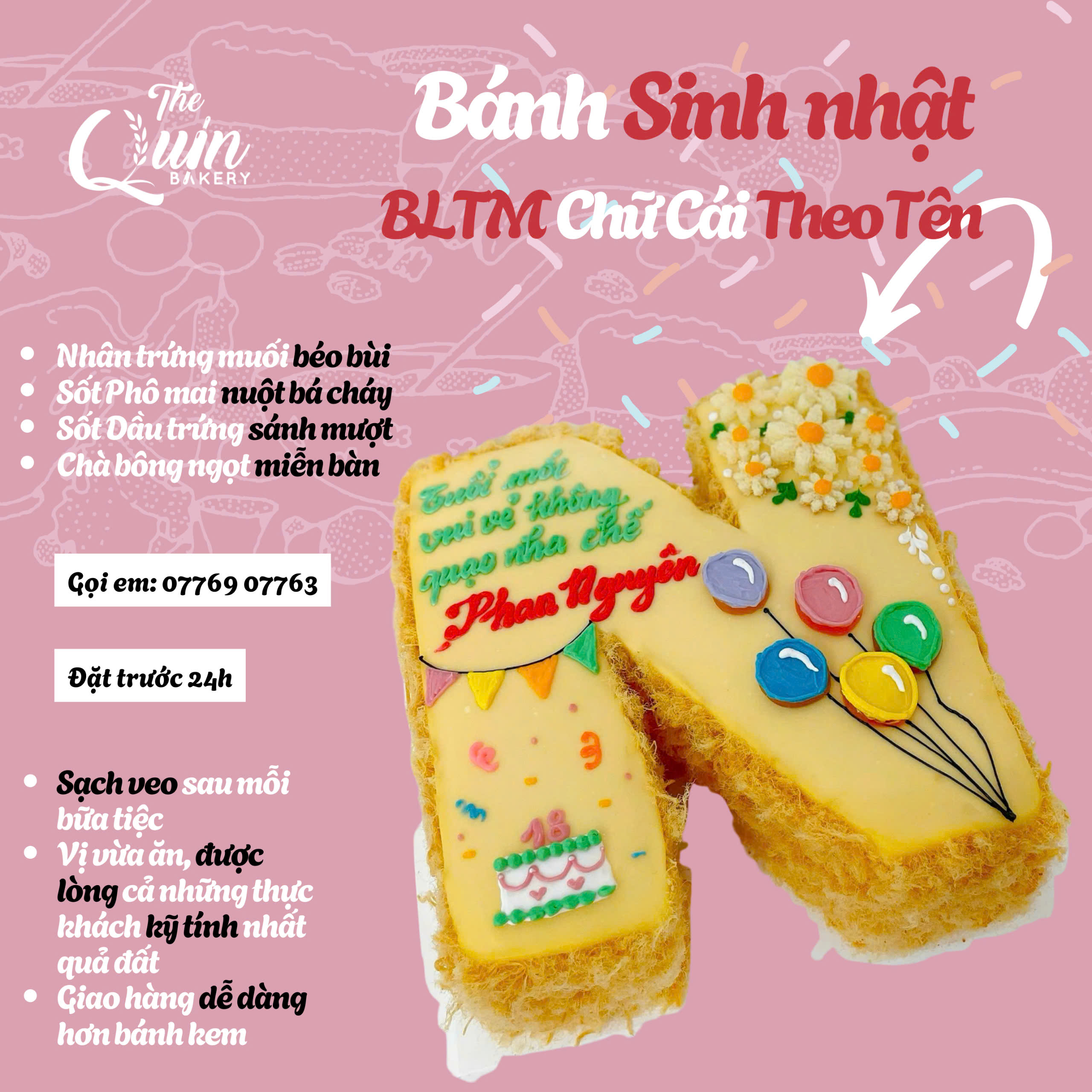 Bánh sinh nhật BLTM Chữ cái theo tên 6