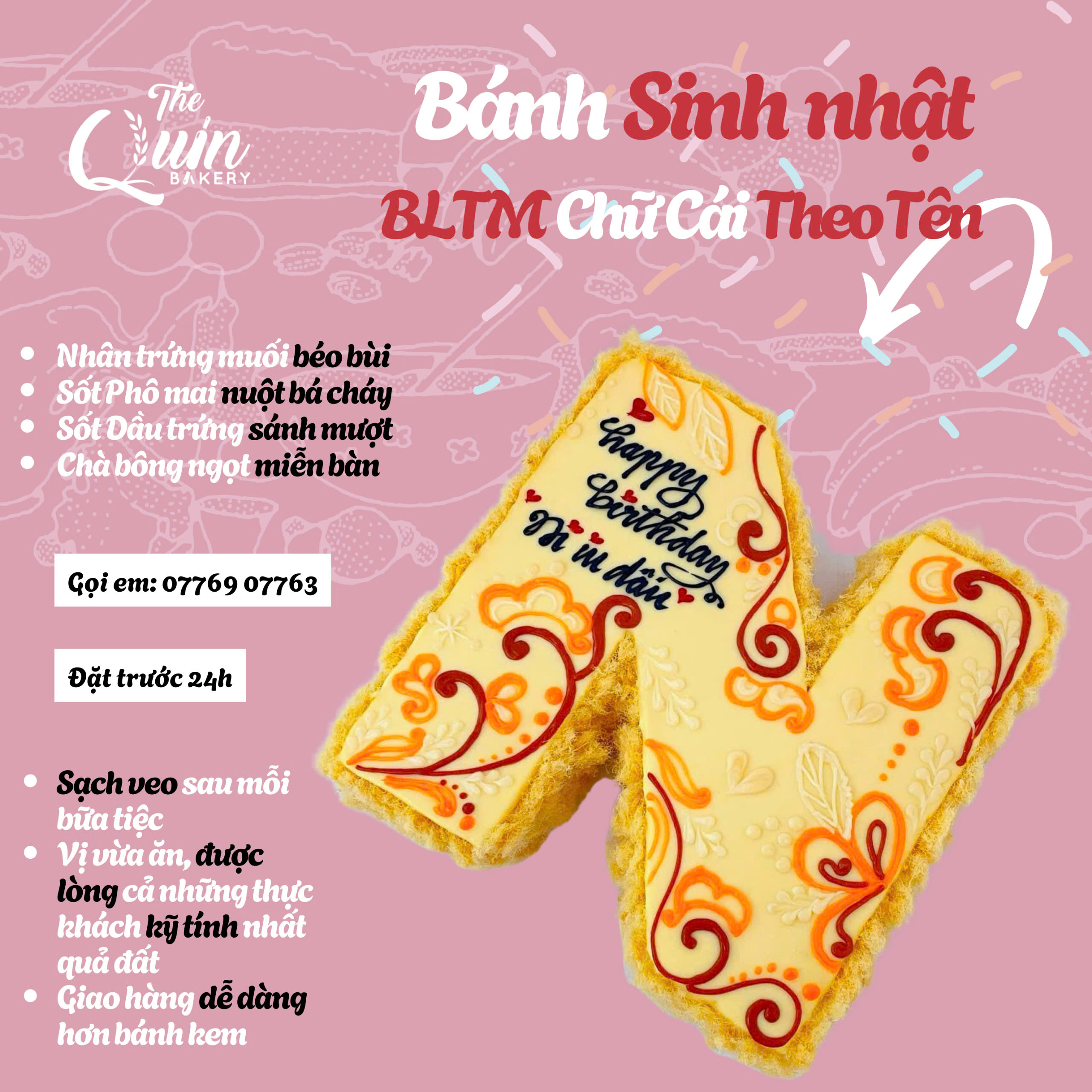 Bánh sinh nhật BLTM Chữ cái theo tên 7