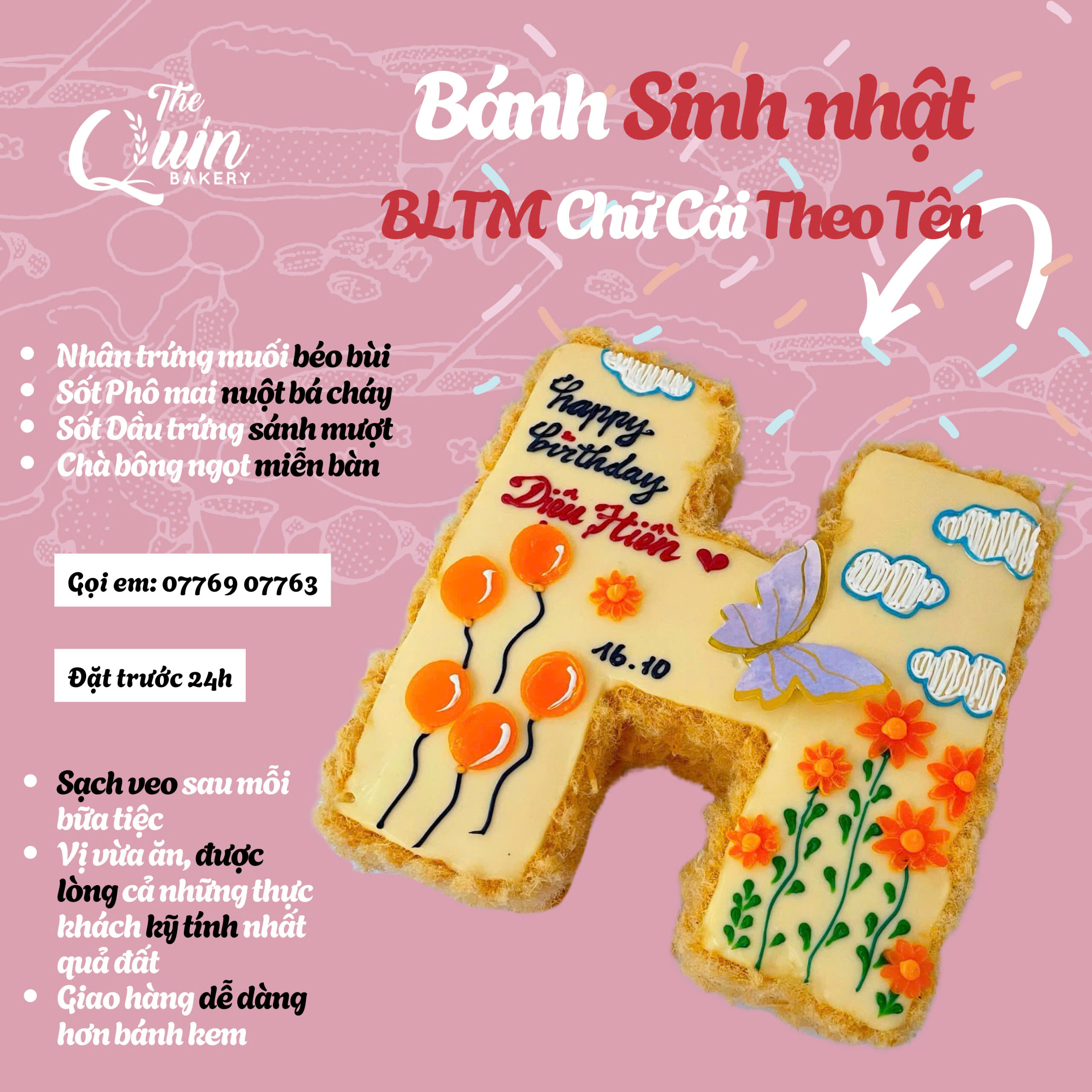 Bánh sinh nhật BLTM Chữ cái theo tên 8