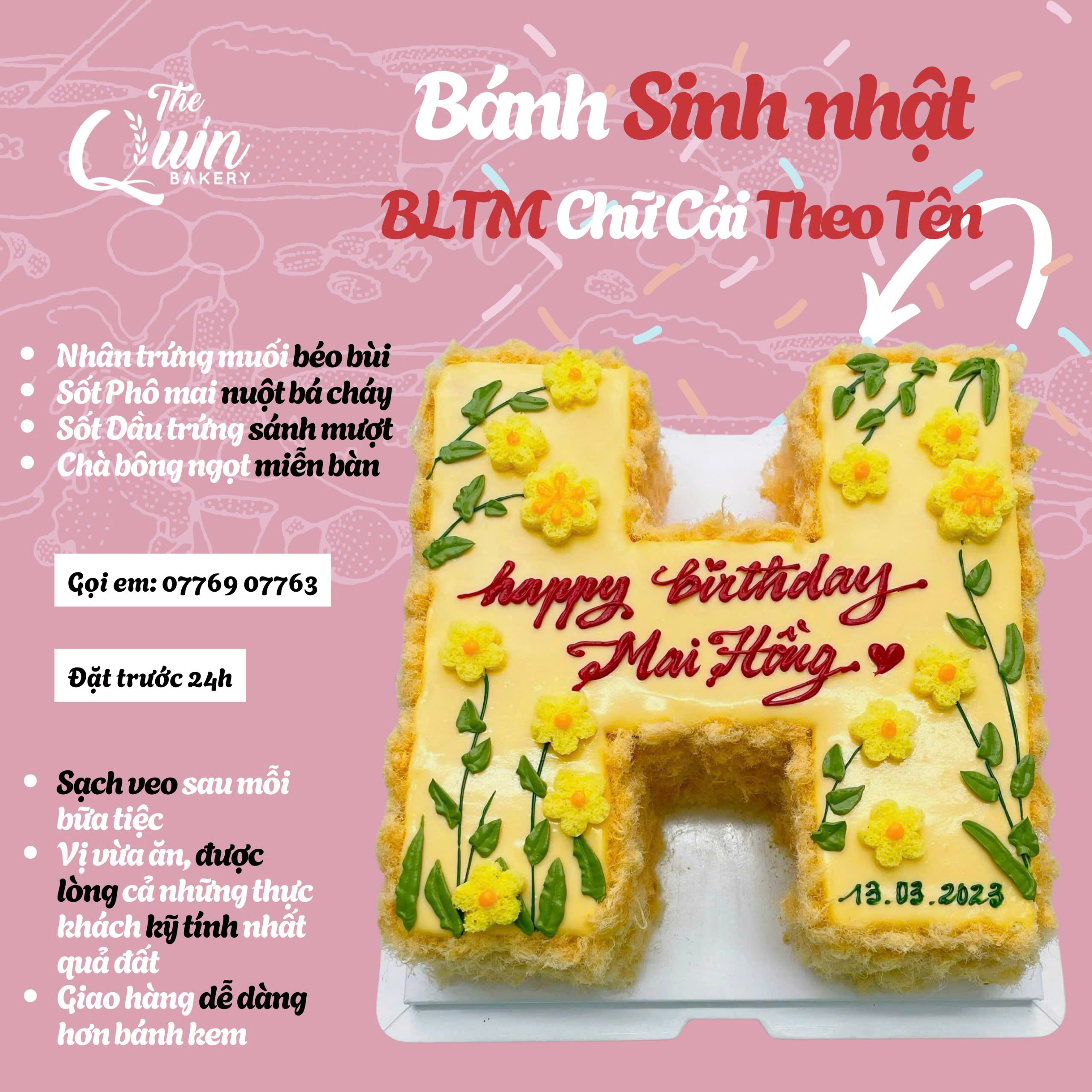 Bánh sinh nhật BLTM Chữ cái theo tên 11