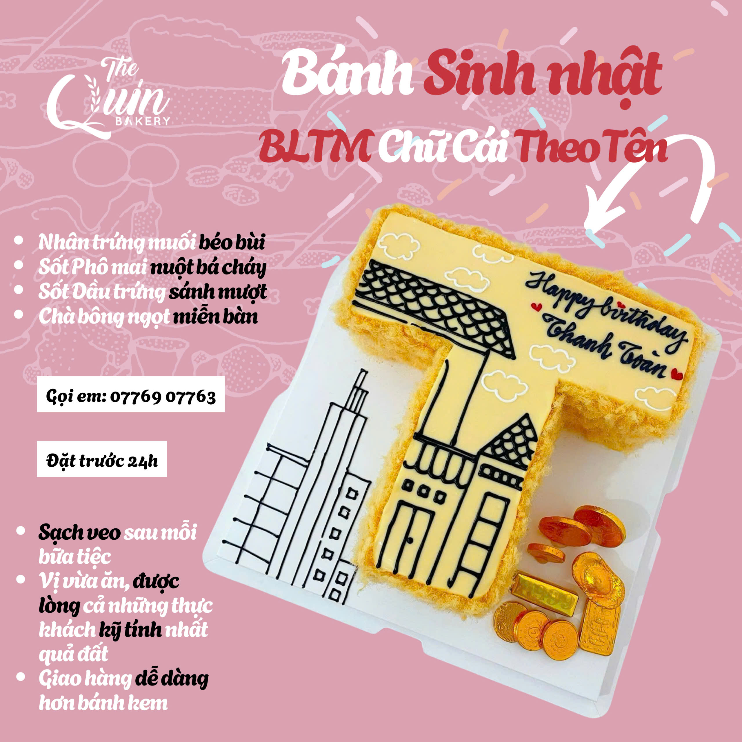 Bánh sinh nhật BLTM Chữ cái theo tên 12